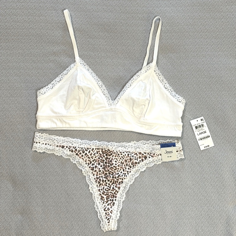 NWT Set of Jenni On Repeat Wide Lace Bralette and Thong Panties